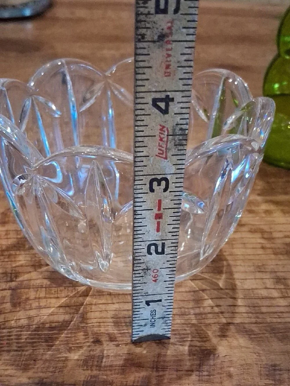 Green Bubble Glass Vase & Small Crystal Bowl — Decorative Home Accent
